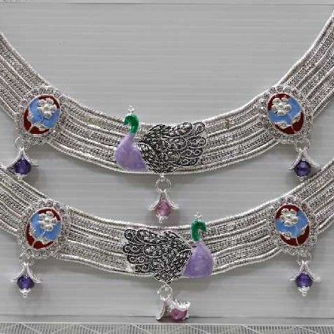 Silver broad peacock payal - Image 2