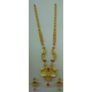 22KT Gold Indian Flower Antique Necklace Set