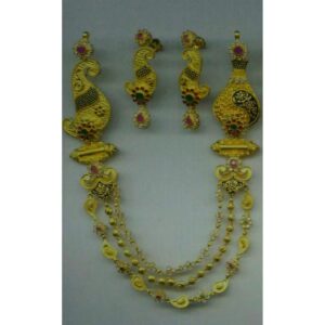 22KT Gold Indian Ladies Flower Design Classic Necklace Set