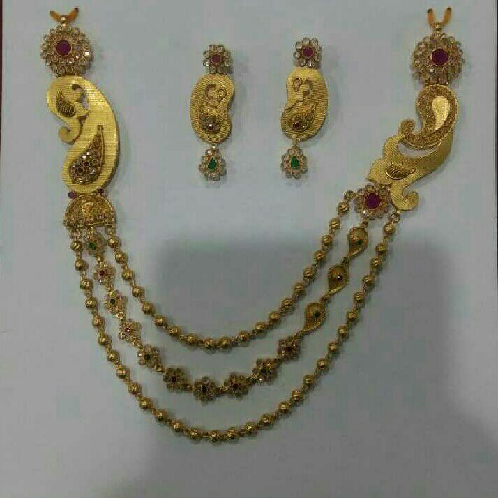 22KT Yellow Gold Ladies Indian Heart Design Antique Mini Laher