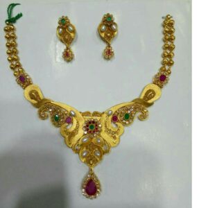 22KT Yellow Gold Designer Polki Short Fancy Necklace