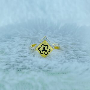 916 gold black flower design ring