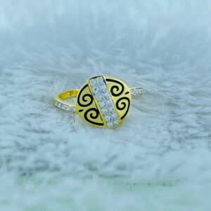 916 gold diamond with black design ring