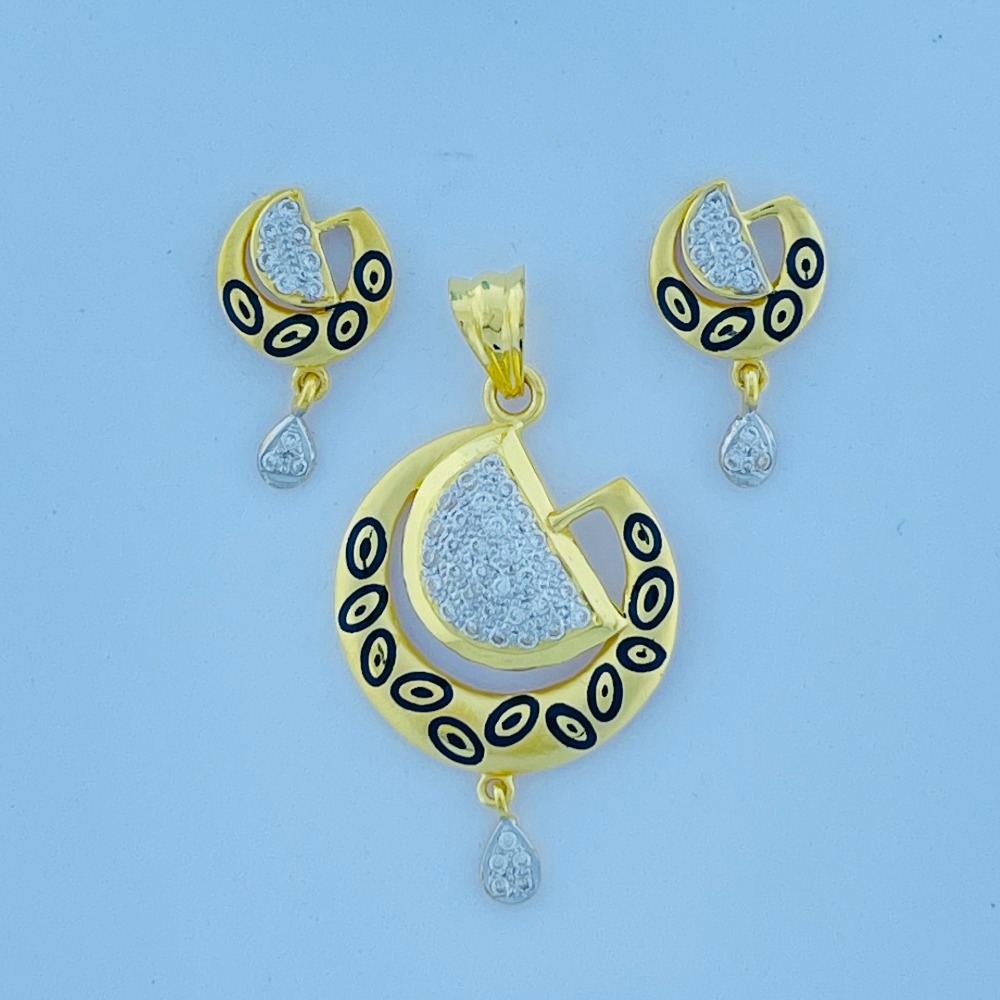 22K gold CZ Diamond pendant set For Women