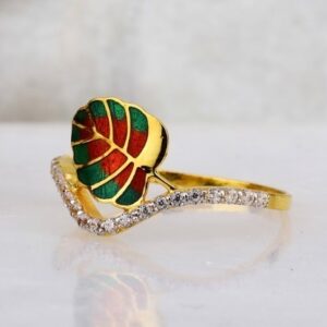 916 gold meenakari Leaf design ring