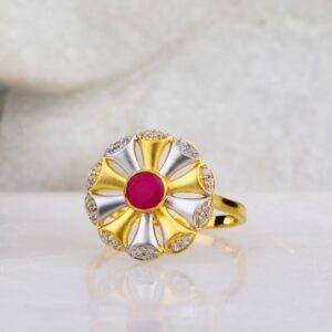 916 Gold CZ Pink Stone Ring