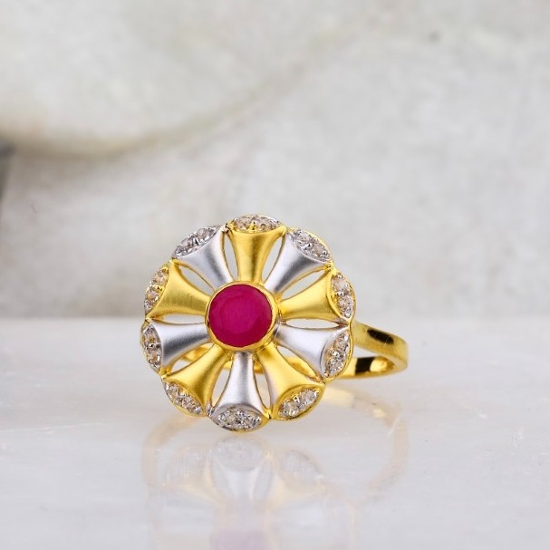 916 Gold CZ Pink Stone Ring