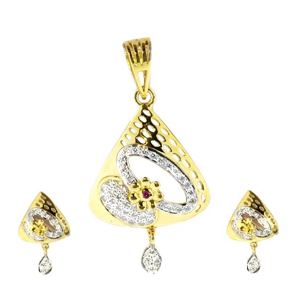 916 Gold CZ Diamond Pendant Set SO-PS004
