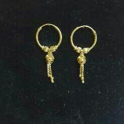 22K Gold Ladies Indian Fancy Pipe Bali Yellow