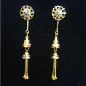 Gold Ladies Fancy Vertical Soidora Earrings Yellow