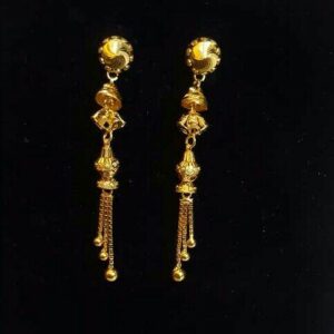 Gold Ladies Vertical Fancy Soidora Earrings