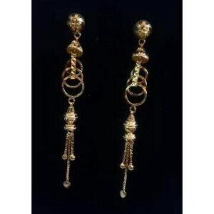 Gold Ladies Vertical Fancy soidora Earrings Yellow