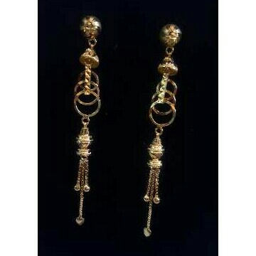 Gold Ladies Vertical Fancy soidora Earrings Yellow