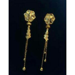 Gold Ladies Vertical Fancy Soidora Earrings Yellow