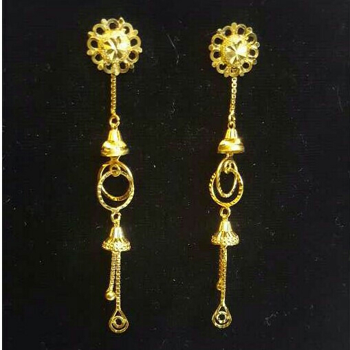 Gold Ladies Vertical Fancy Soidora Earrings Yellow