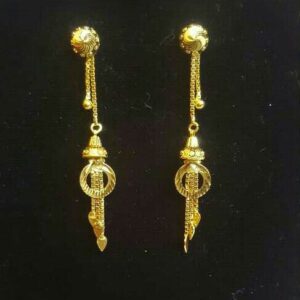 Gold Ladies Vertical Fancy Soidora earrings Yellow