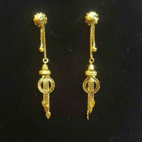 Gold Ladies Vertical Fancy Soidora earrings Yellow