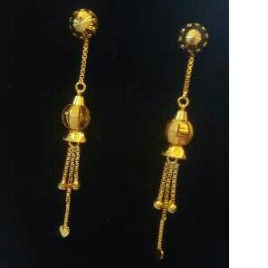 Gold ladies Vertical Fancy soidora Earrings Yellow