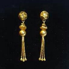 Gold Ladies Vertical Fancy Soidora Earrings Yellow