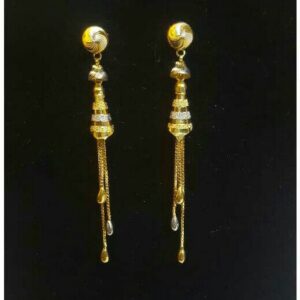 Gold Ladies Vertical Fancy Soidora Earrings Yellow