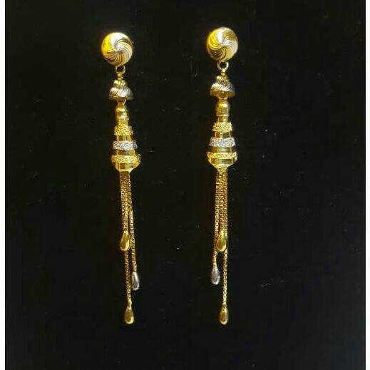 Gold Ladies Vertical Fancy Soidora Earrings Yellow