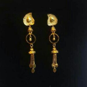 Gold Ladies Vertical Fancy Soidora Earrings Yellow