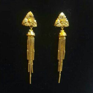 Gold Ladies Vertical Fancy Soidora Earrings Yellow