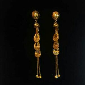 Gold Ladies Vertical Fancy Soidora Earrings Yellow