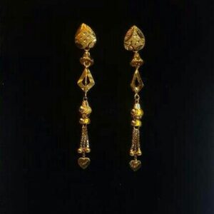 Gold Ladies Vertical Fancy Soidora Earrings Yellow