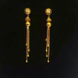 Gold Ladies Vertical Fancy Soidora Earrings Yellow