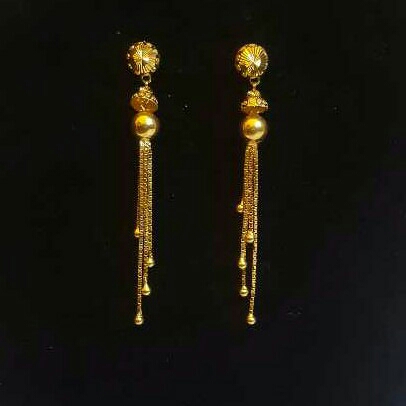 Gold Ladies Vertical Fancy Soidora Earrings Yellow