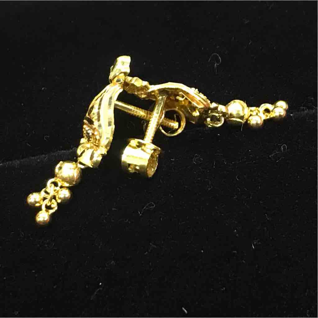 Modern 750 Gold Ladies Earrings - Image 2