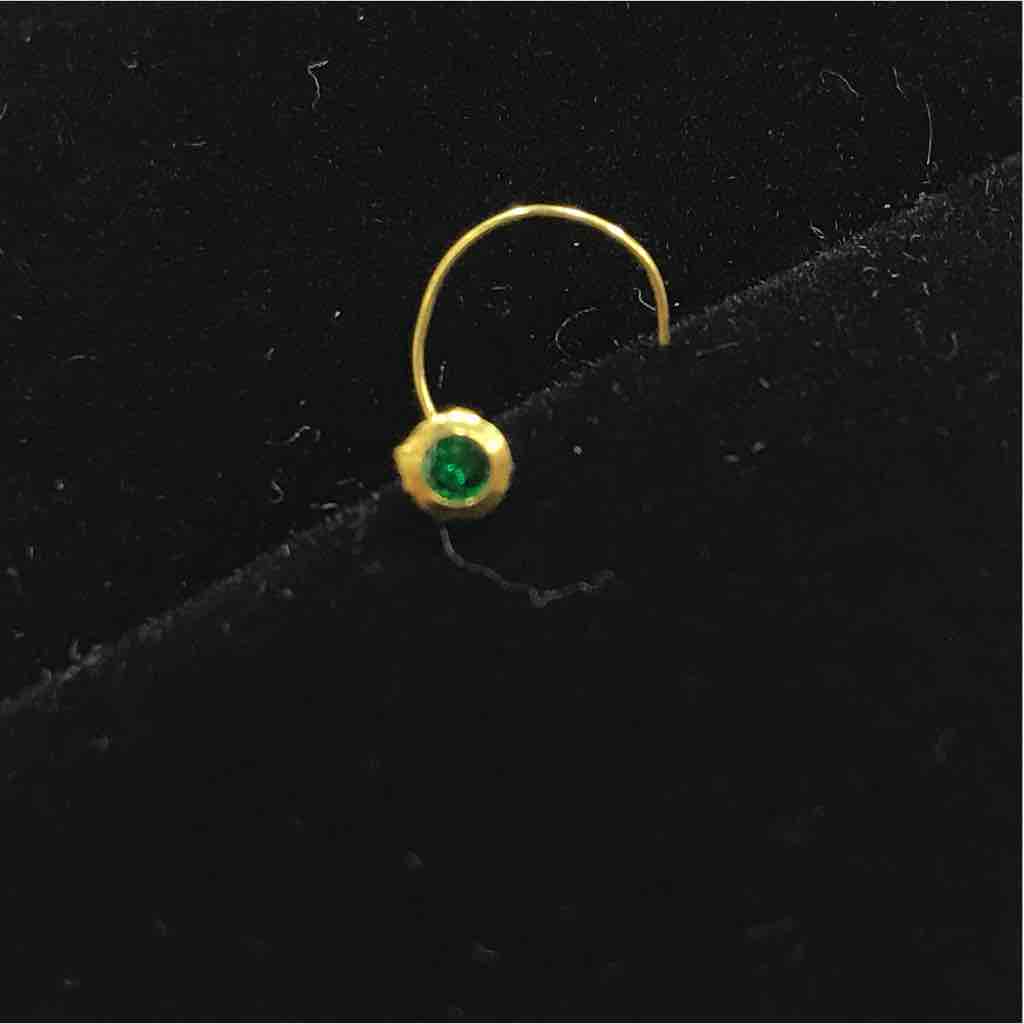 Color Stone Plain Gold Nose Pin