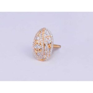 18KT Gold CZ Oval Shaped Cocktail Ring
