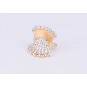 18KT Gold CZ Modern Cocktail Ring