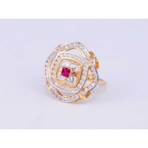 18KT Gold CZ Pink Diamond Cocktail Ring