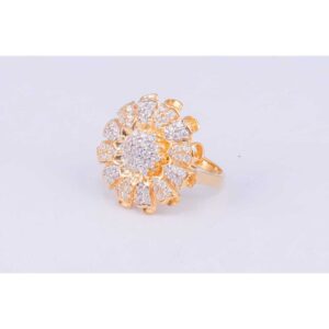 18KT Gold Diamond Flower Shaped CZ Cocktail Ring
