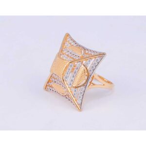 18KT CZ Square Gold Diamond Cocktail Ring