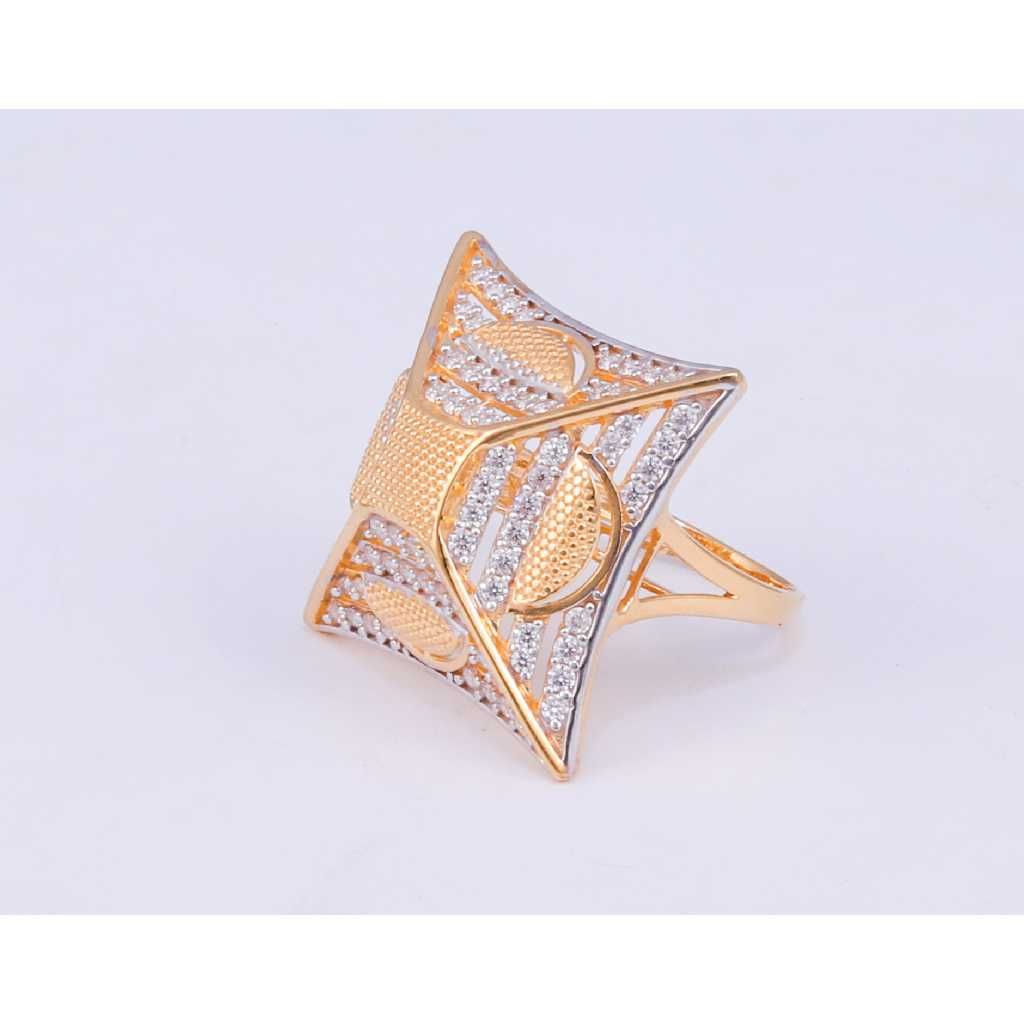 18KT CZ Square Gold Diamond Cocktail Ring