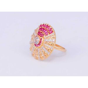 18KT Gold CZ Pink Diamonds Cocktail Ring