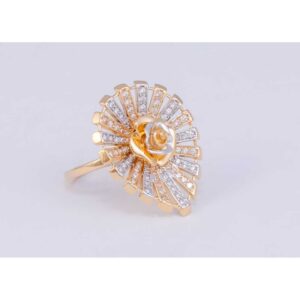 18KT Gold CZ Rose Shaped Cocktail Ring
