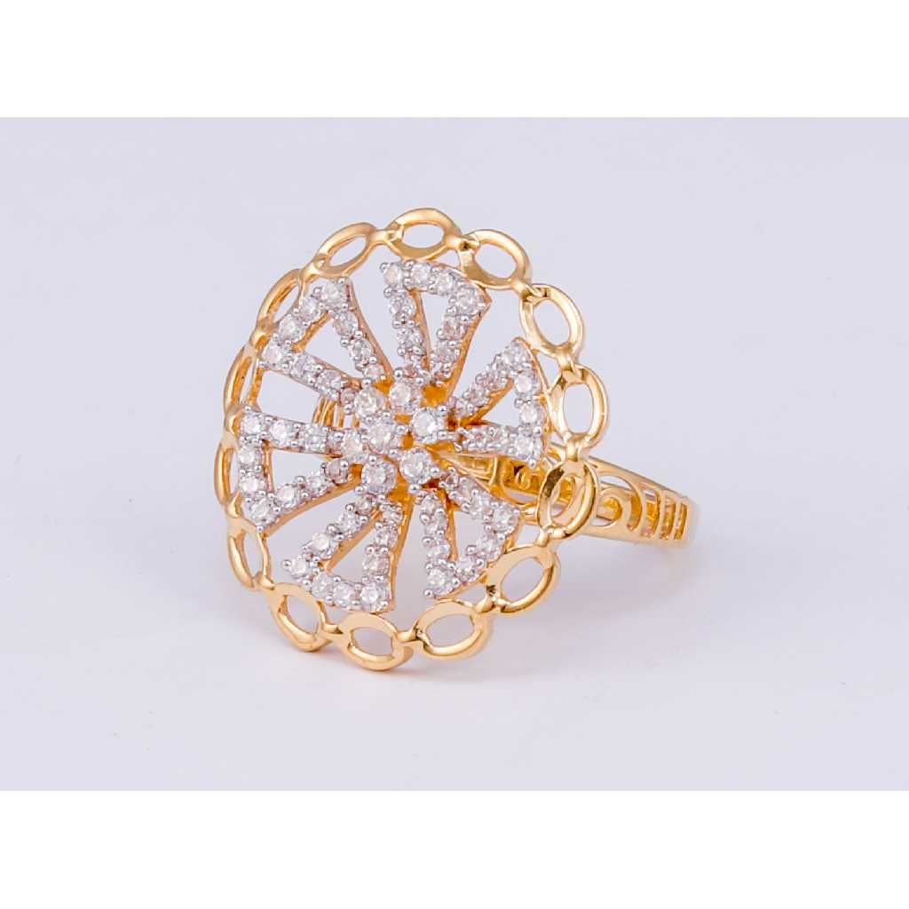 18KT CZ Gold Cocktail Diamond Ring