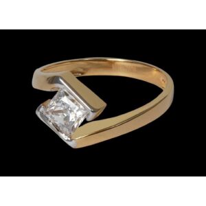 18KT Gold  Cz  Solitaire Couple Ring