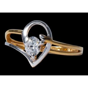 18KT Gold Cz Ladies Solitaire Ring