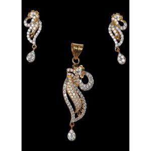 18KT Gold Classic Cz Pendant  Set