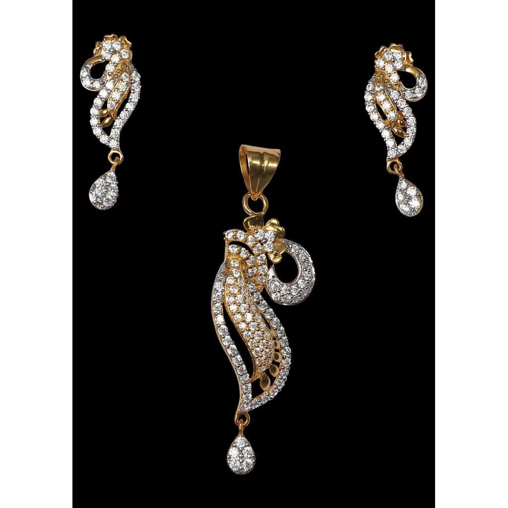 18KT Gold Classic Cz Pendant Set - Image 2