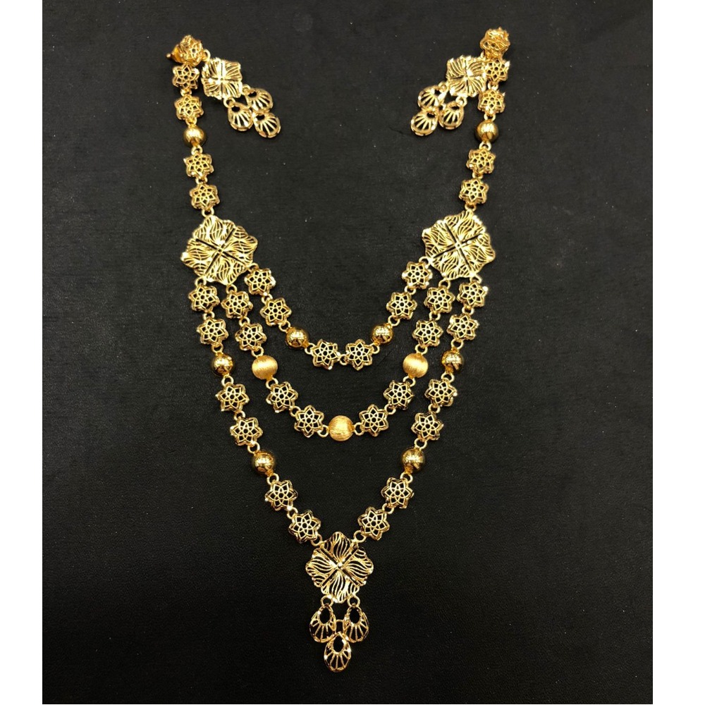 22K Gold Triple Layer Necklace Set