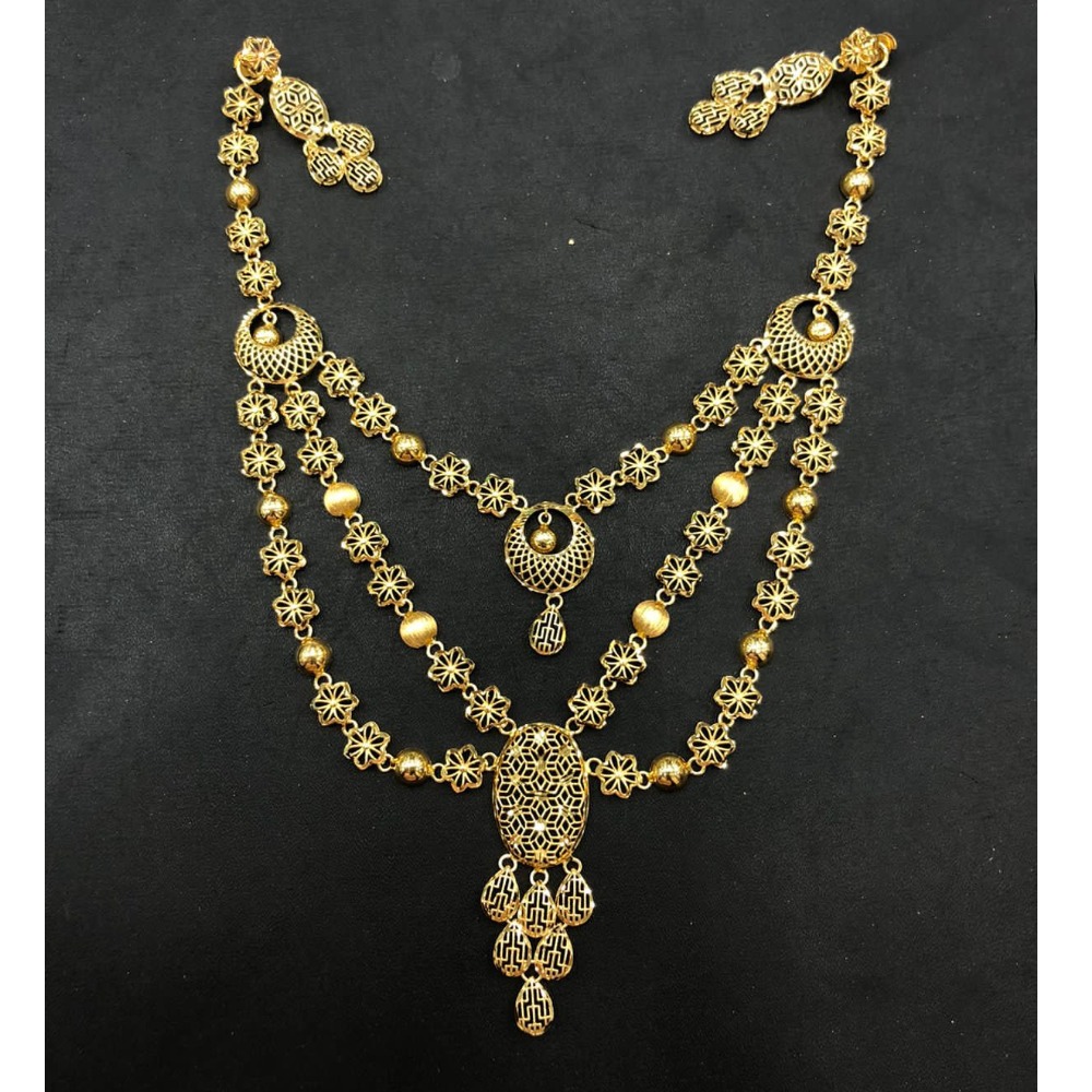22K Gold Triple Layer Designer Necklace Set