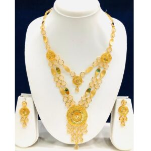 916 Gold Double Layer Long Necklace Set
