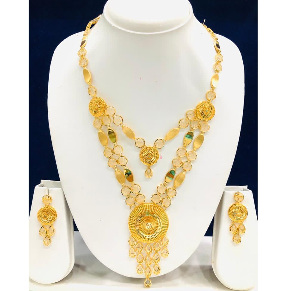 916 Gold Double Layer Long Necklace Set